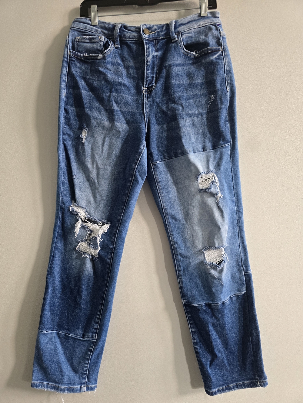 Flying Monkey Distressed Boyfriend JDistressed Straight-Leg Women's Jeans - Blue